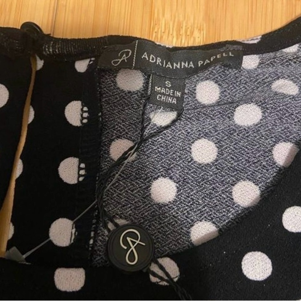 NWT Adrianna Papell Black and White Polka Dot Top Small - Picture 4 of 6